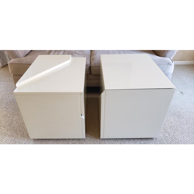 1980s Post Modern Lacquered Night Stands Side End Tables by Roger Rougier Set of 2 For Sale - Image 5 of 11