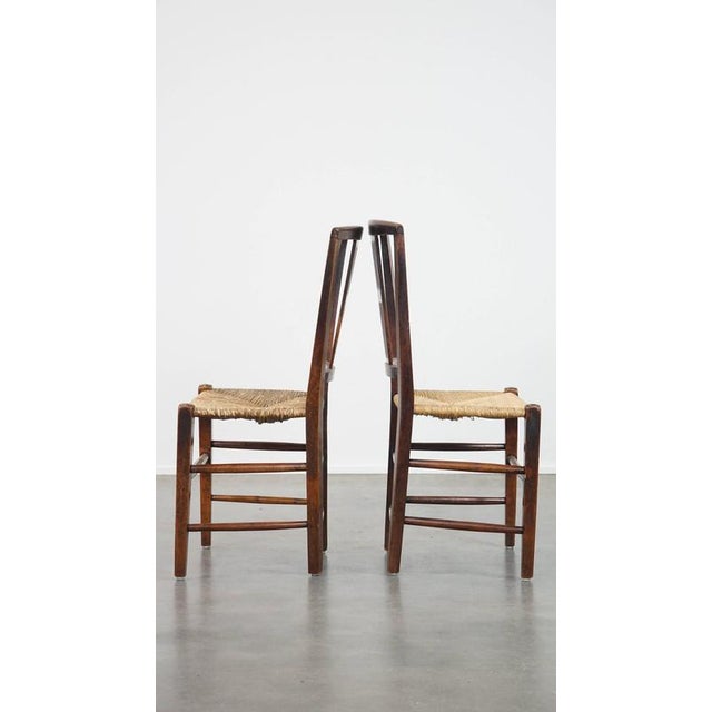 Antique English Dining Room Chairs with Wicker Seats, Set of 4 For Sale - Image 6 of 14