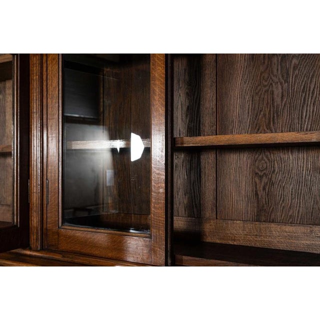 Brown Antique Oak Glazed Library Bookcase, 1890 For Sale - Image 8 of 16