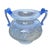 Antique White Murano Scavo Glass Amphora Vase With Cobalt Blue Handles For Sale - Image 8 of 17