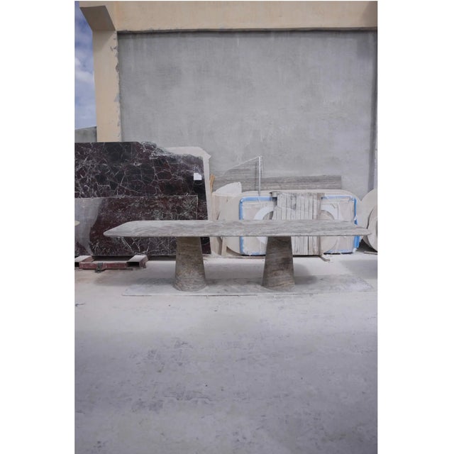 Not Yet Made - Made To Order Silver Travertine Rectangle Dining Table by My Habitat Design For Sale - Image 5 of 7