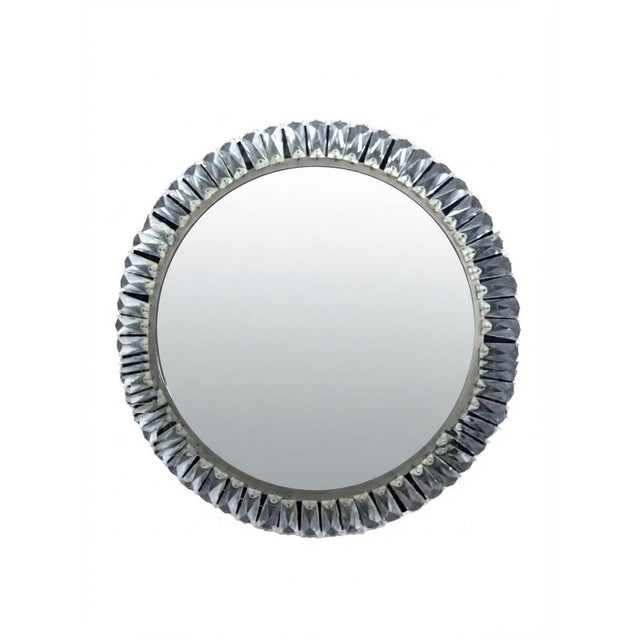 Metal Circular Wall Mirror with Crystal Prisms, 1970s For Sale - Image 7 of 7