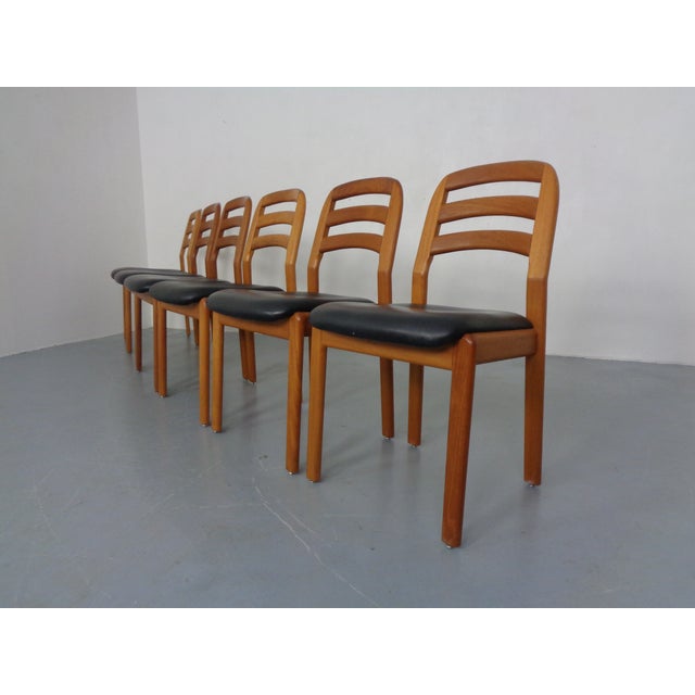 Wood Danish Teak and Leather Chairs from Dyrlund, Denmark, 1970s, Set of 6 For Sale - Image 7 of 18