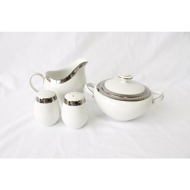 1925 MidCentury Modern Sone China Platinum Trim Dinner Service Set