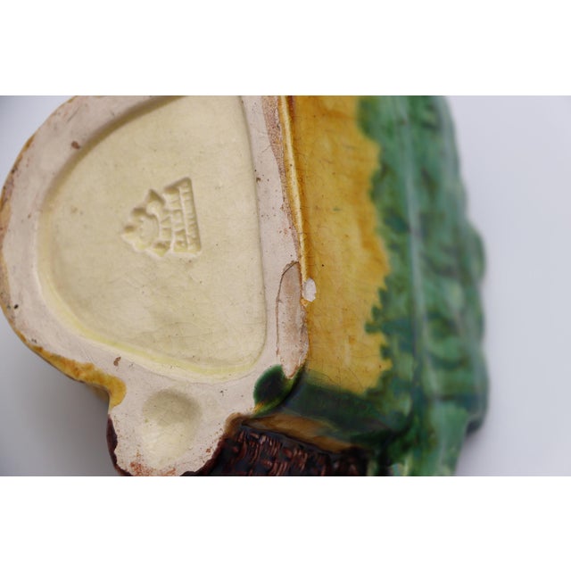 19th Century, Antique Portuguese Palissy Ware Inkwell, Earthenware, Manuel Mafra For Sale - Image 11 of 12