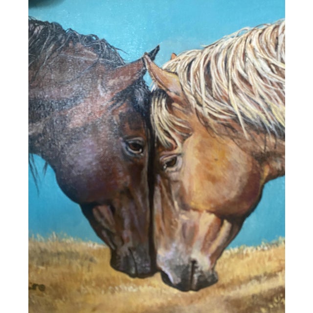 2020s "Connected Hearts", Willie Britt, Original Acrylic Painting, the Sweet Bonding of Two Horses For Sale - Image 5 of 11