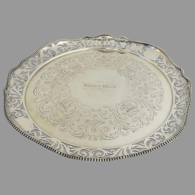 Historic Nautical Silver Plated Serving Tray from Steam Paddle Boat c 1860 "Western World" For Sale - Image 11 of 11