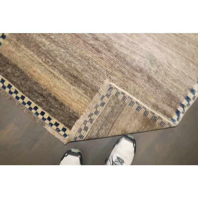 Persian Zabihi Collection Persian Gabbeh Checker Border Small Rug For Sale - Image 3 of 11