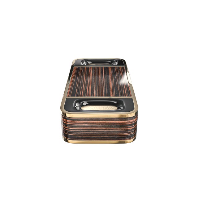 "Dolce Val" Coffee Table With Polished Ebony and Stainless Steel, Bronze Details For Sale - Image 4 of 6