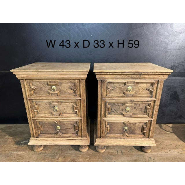 Antique Oak Bedside Chests, 1925, Set of 2 For Sale - Image 9 of 13
