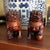 Late 20th Century Small Late 20th Century Oxblood Red Foo Dogs- a Pair For Sale - Image 5 of 8