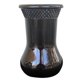 1930s Tiara Black Amethyst Depression Glass Vase Cup With Diamond Point Rim For Sale