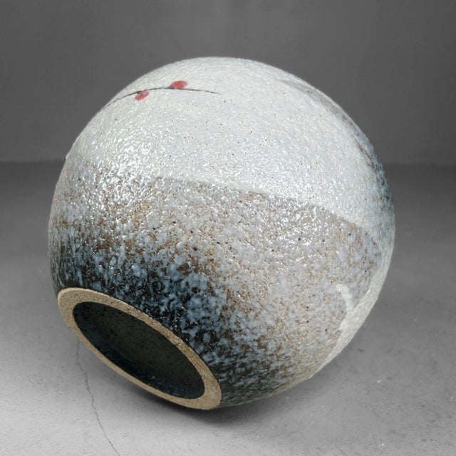 Japanese Shigaraki Flower Vase with Sakura Decor, 1970s For Sale - Image 13 of 15