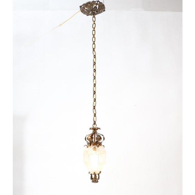 Patinated Brass Arts & Crafts Lantern, 1900s For Sale - Image 4 of 17