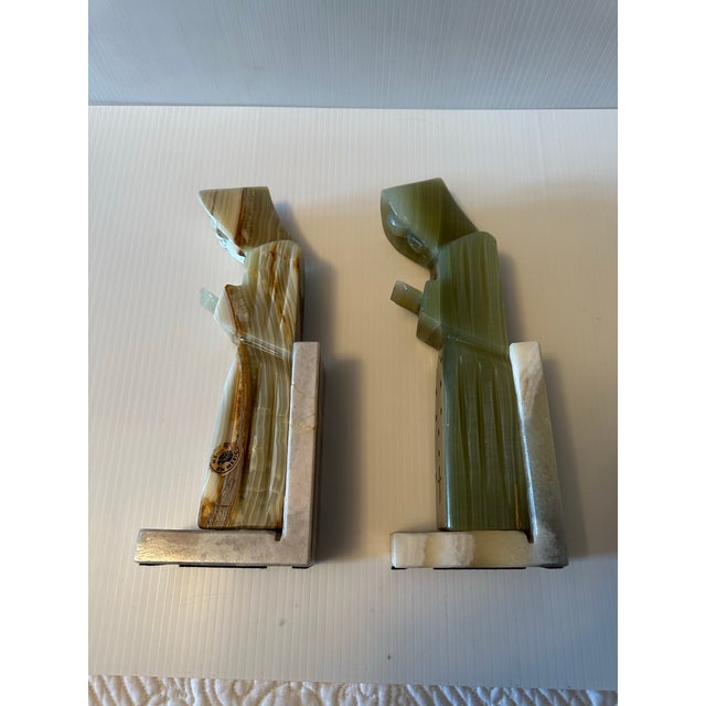 Vintage solid Onyx/Marble handcarved book ends