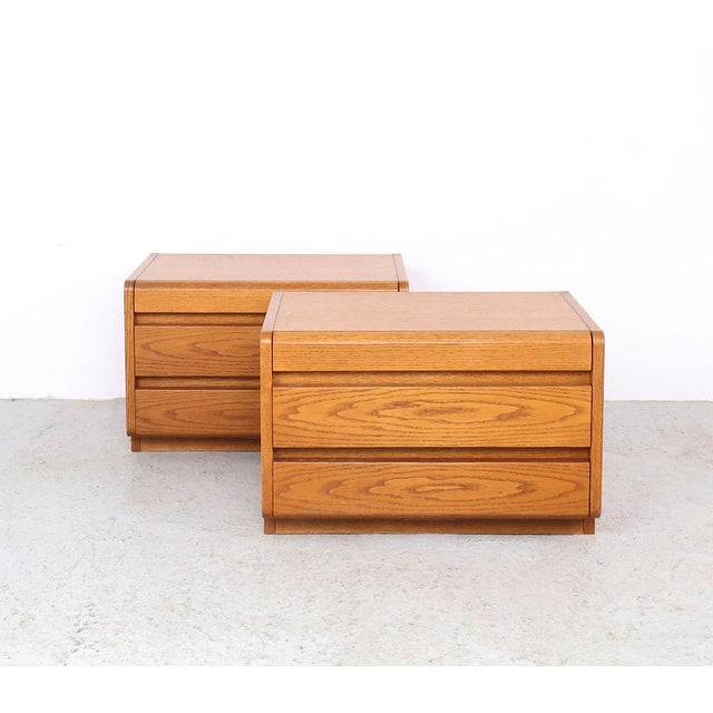 Vintage Oak Bedside Tables from Moser, Germany, 1970s, Set of 2 For Sale - Image 4 of 16