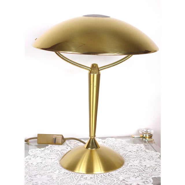 Gold Vintage Halogen Brass Mushroom Table Lamp from Sölken Leuchten, 1970s For Sale - Image 8 of 8