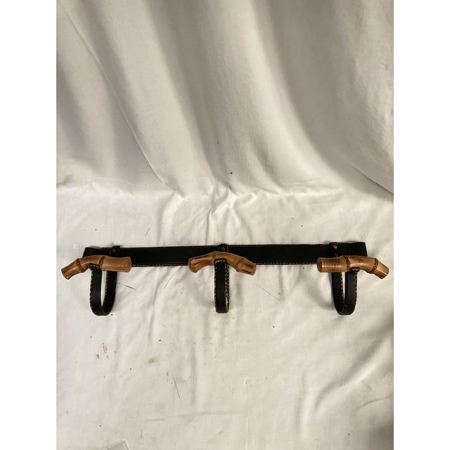 Black Leather Coat Rack by Jacques Adnet, 1950s For Sale - Image 8 of 8