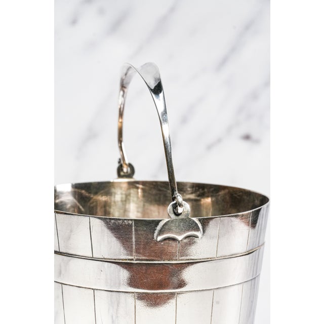 Early 21st Century Charming Antique English Silverplate Ice Bucket Novelty Coopered Pail Original Strainer Edwardian Barware Home Decor For Sale - Image 5 of 18