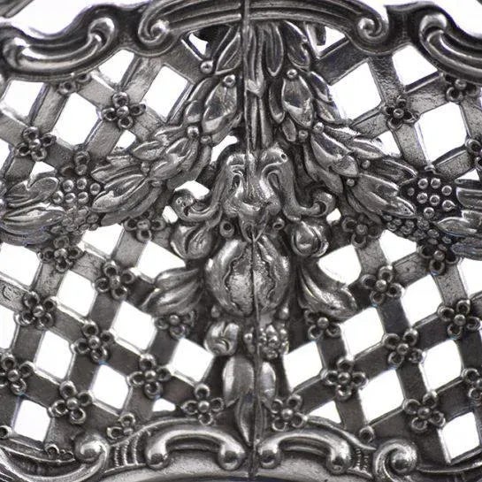 Silver 19th Century German / Dutch Rococo Revival Repoussé Silver Centerpiece Basket For Sale - Image 8 of 13