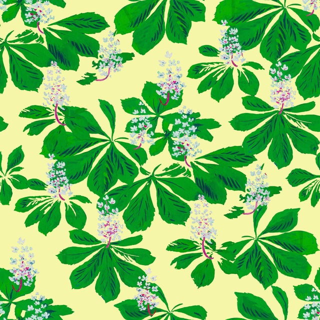 Blossoming Flowers Wallpaper by Paule Marrot in Yellow For Sale