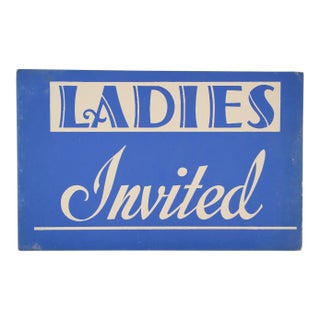 Vintage Ladies Invited Cardboard Retail Wall Sign For Sale
