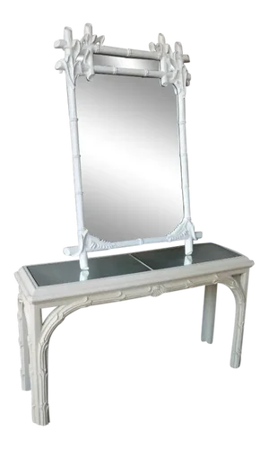 1970's Vintage Palm Beach Style White Console