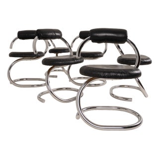 Vintage Cobra Dining Chairs by Giotto Stoppino, 1970s, Set of 6 For Sale