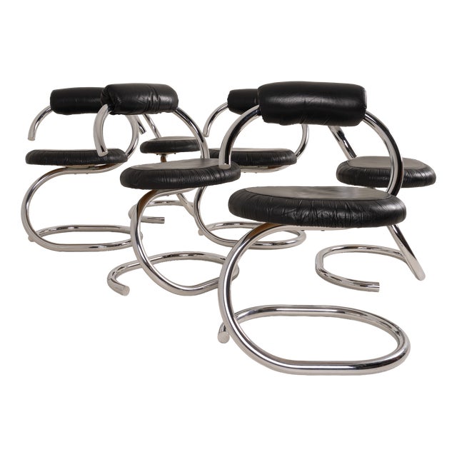 Vintage Cobra Dining Chairs by Giotto Stoppino, 1970s, Set of 6 For Sale