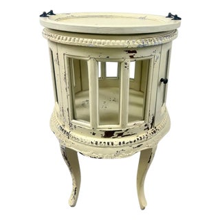 French Louis XV Provincial Style Distressed Off-White Serving Table W Tray For Sale