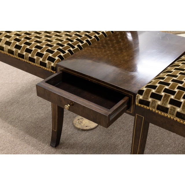 Vintage Mahogany Two-Seat Conversation Settee With Central Table and Drawer For Sale - Image 4 of 8