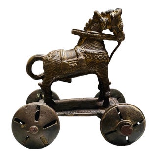 Early 20th Century Iron Horse American Indian Toy For Sale