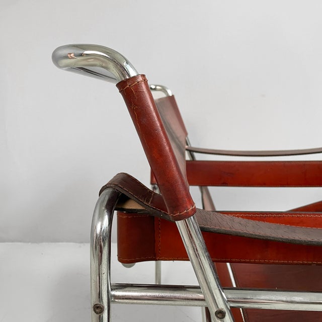 Italian Modern Burgundy Leather Wassily Armchair by Marcel Breuer for Gavina, 1960s For Sale - Image 18 of 18