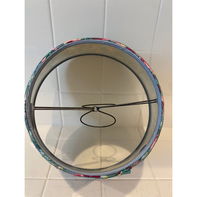 Gorgeous colorful pleated fabric shade. English in feel, beautifully bound on rims of shade. Will bring that wonderful...