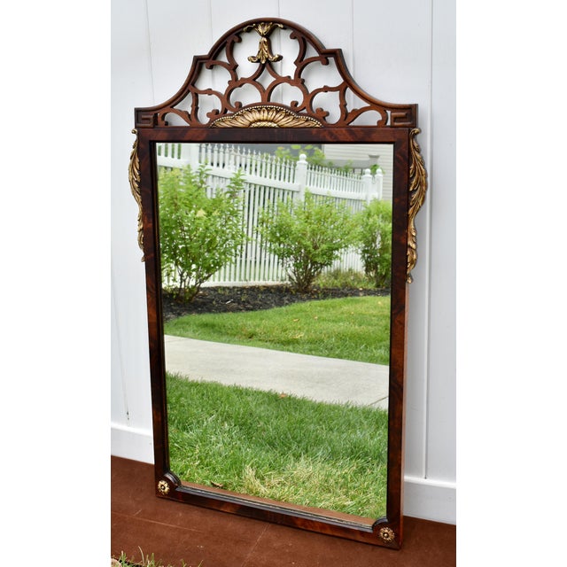 Antique Chippendale Mahogany Fretwork Wall Mirror Gilt Shell Accents For Sale - Image 13 of 15