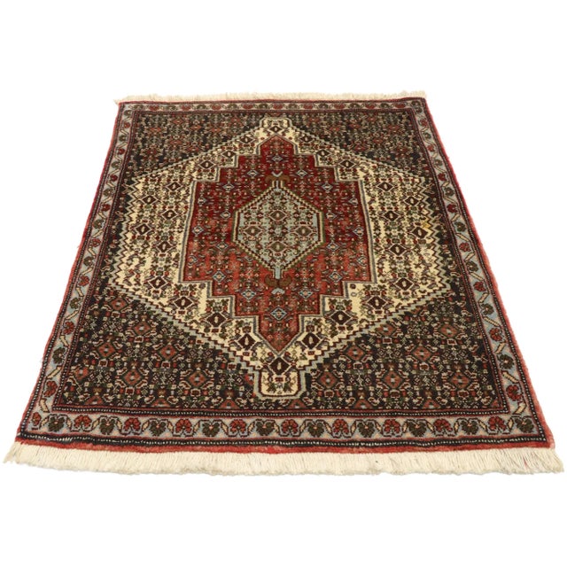 Mid-Century Modern Vintage Persian Sanadaj Accent Rug - 02'05 X 03'05 For Sale - Image 3 of 9