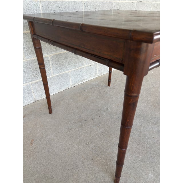 Mid 20th Century Vintage Italian Faux Bamboo Fruitwood Game Table For Sale - Image 5 of 11