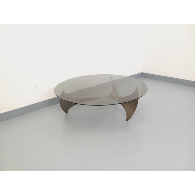 1970s Vintage Propeller Coffee Table in Steel and Smoked Glass by Knut Hesterberg, 1960s For Sale - Image 5 of 15