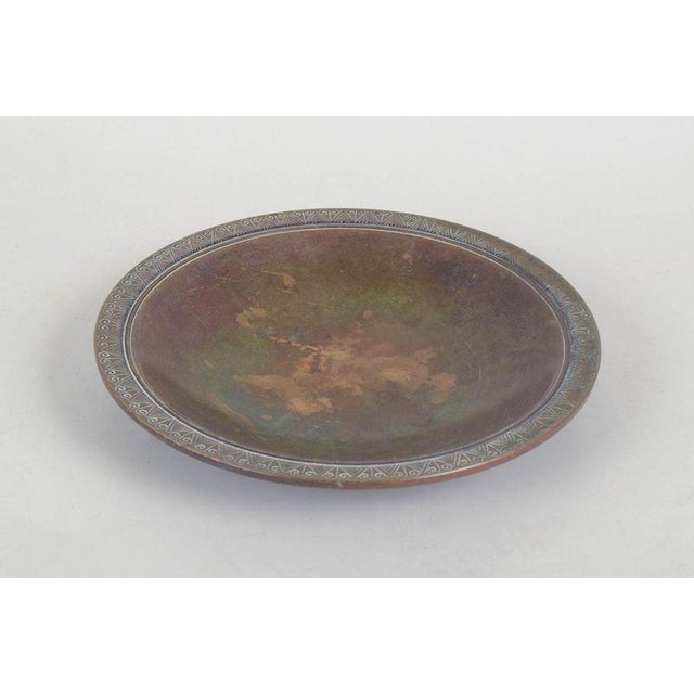 Just Andersen, Art Deco bronze dish. Round bronze dish with a broad, subtly profiled rim and decorative relief to the...