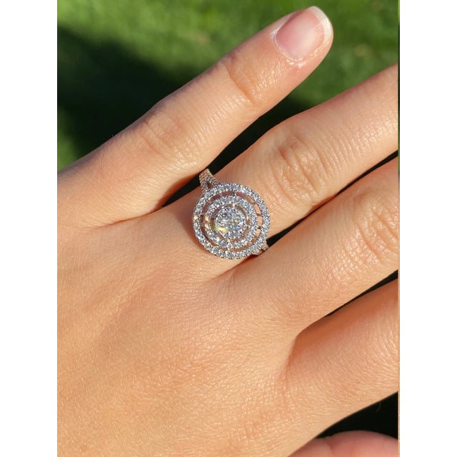 Silver The Bellatrix: Contemporary Double Halo Diamond Ring and Pendant Conversion Piece For Sale - Image 8 of 10