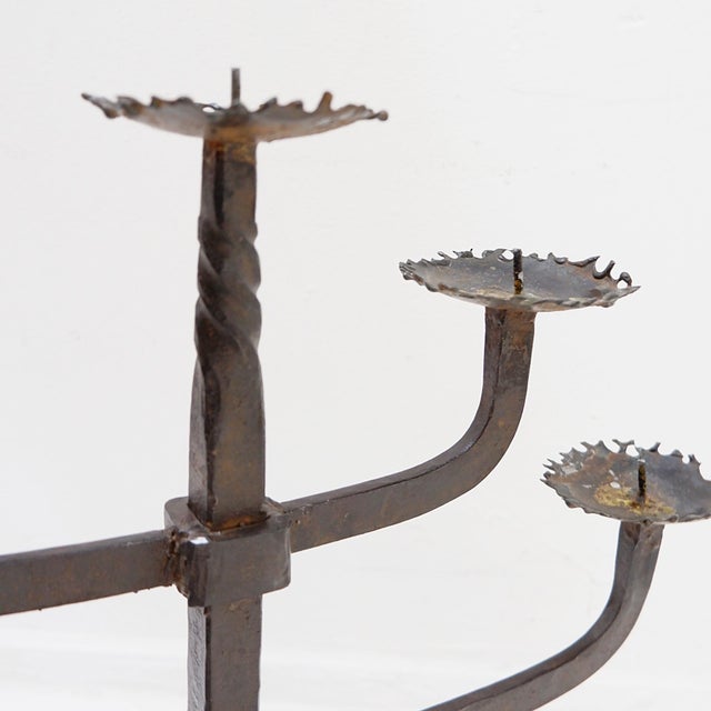 Rustic Wrought Iron 5-Branch Candelabra, 1950s For Sale - Image 11 of 14