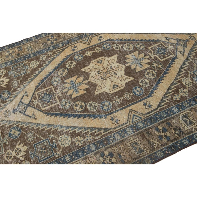 Vintage Persian Distressed Brown Wool Rug With Allover Designed For Sale In New York - Image 6 of 8