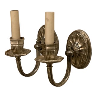 1920s Small Caldwell Silver Plated Onel Light Sconces - Pair For Sale