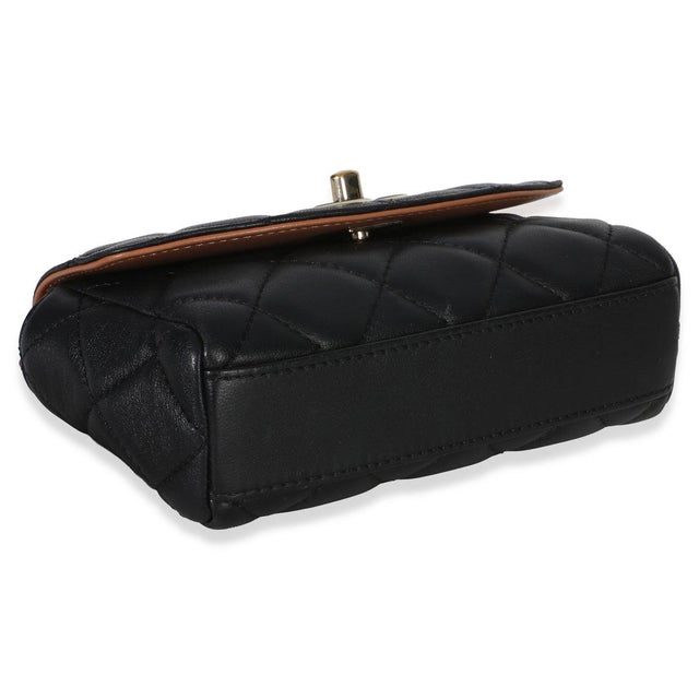 Black Quilted Lambskin Ribbon Chain Small Cocovado Flap Bag For Sale In New York - Image 6 of 8