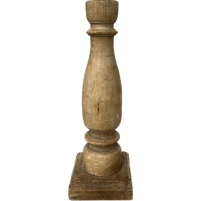 Mid 20th Century Vintage Reclaimed Wooden Candlestick For Sale - Image 5 of 5