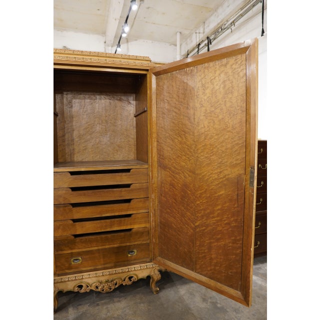 Antique French Rococo Revival Triple Wardrobe Armoire For Sale - Image 10 of 14