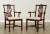 High Quality Carved Solid Mahogany Frame Pair of Armchairs by Maitland Smith