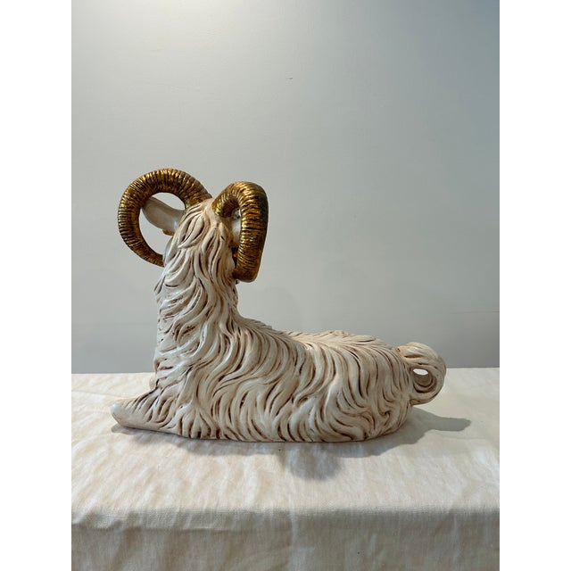 1960s Neo-Classical Style Ceramic Ram Figurine Sculpture For Sale - Image 9 of 9