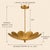Handcrafted Brass Flower Chandelier, 4-Light Petal Pendant, Mid-Century Ceiling Fixture For Sale - Image 6 of 9