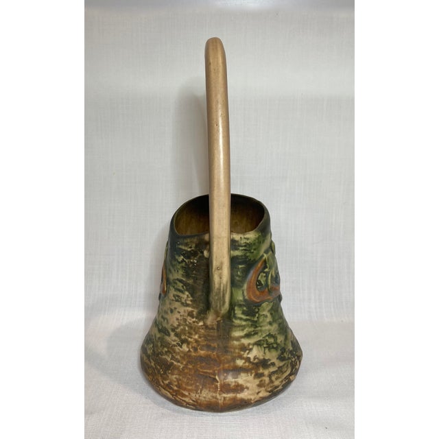 Arts & Crafts 1920s Antique Roseville Pottery Imperial Textured Basket For Sale - Image 3 of 6